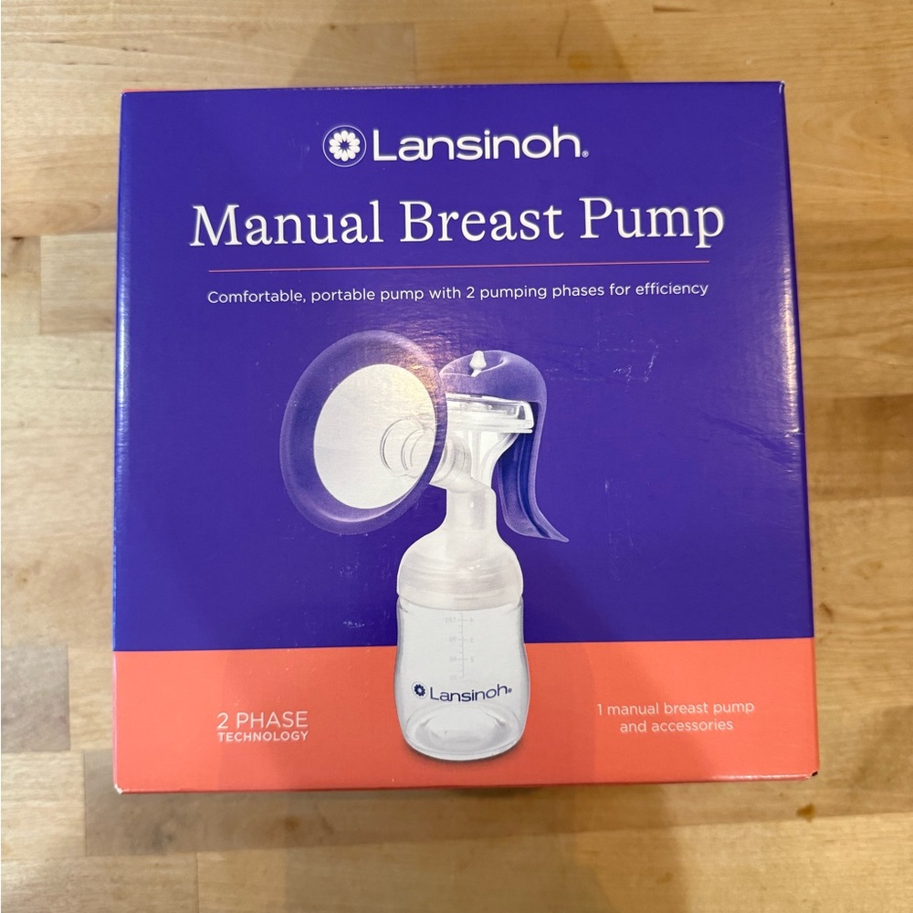 Lansinoh 2-Phase Breast Pump Box in Purple and Orange